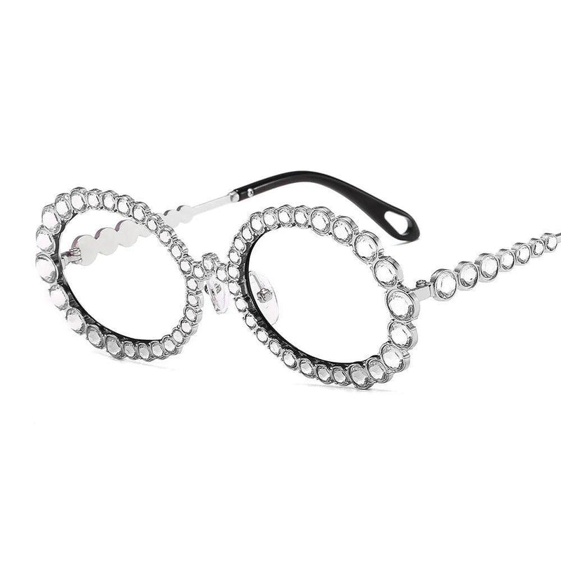 Luxury Oversized Round Sunglasses with Bling Crystal Accents and Big Frame Design - Lucid Fantasy 