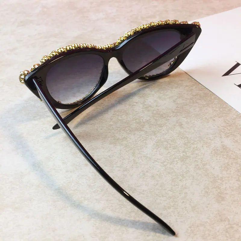 Luxury Rhinestone Cat Eye Sunglasses with Diamond Crystal Accents - Lucid Fantasy 