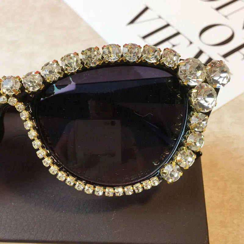 Luxury Rhinestone Cat Eye Sunglasses with Diamond Crystal Accents - Lucid Fantasy 