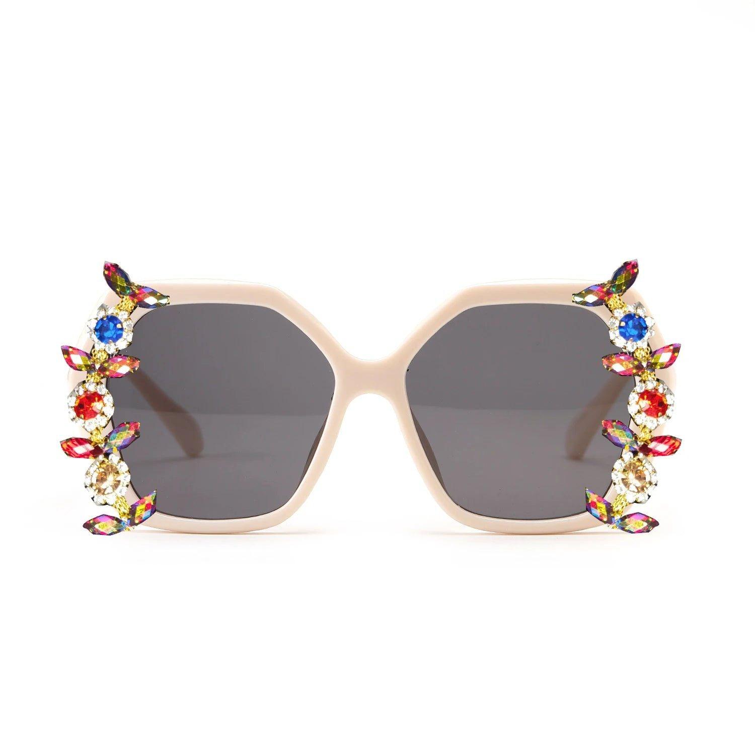 Luxury Rhinestone-Embellished Oversized Diamond Sunglasses with UV400 Protection - Lucid Fantasy 