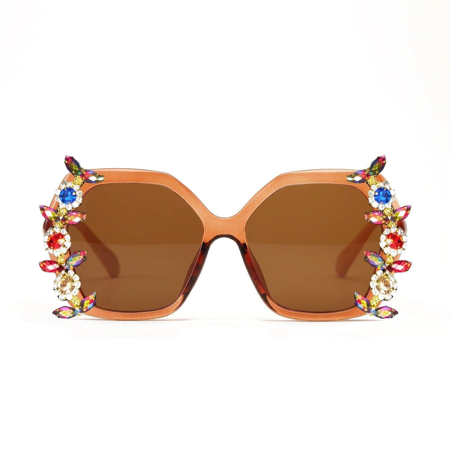 Luxury Rhinestone-Embellished Oversized Diamond Sunglasses with UV400 Protection - Lucid Fantasy 