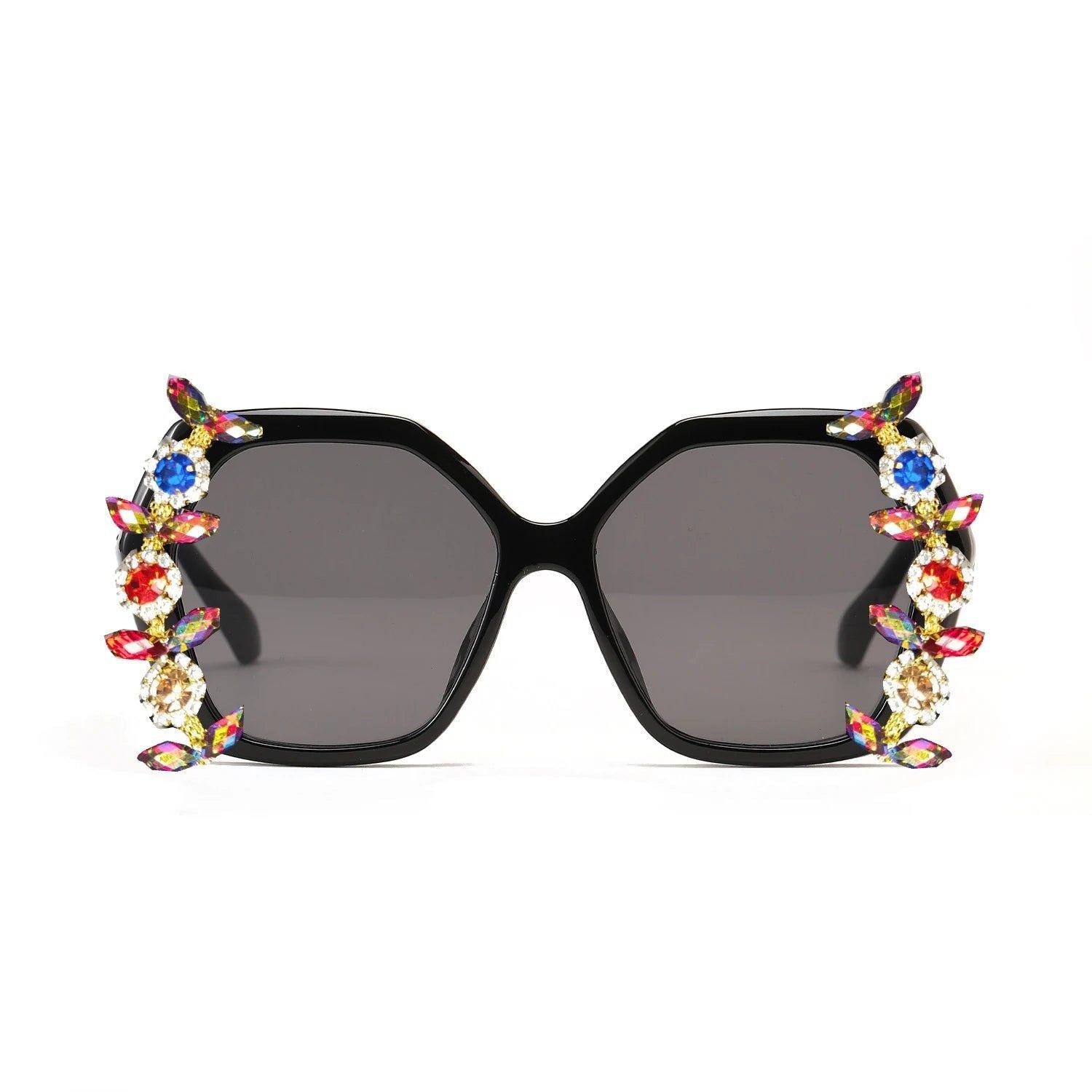 Luxury Rhinestone-Embellished Oversized Diamond Sunglasses with UV400 Protection - Lucid Fantasy 