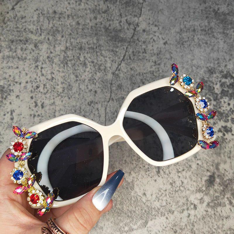 Luxury Rhinestone-Embellished Oversized Diamond Sunglasses with UV400 Protection - Lucid Fantasy 