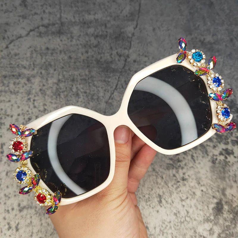 Luxury Rhinestone-Embellished Oversized Diamond Sunglasses with UV400 Protection - Lucid Fantasy 