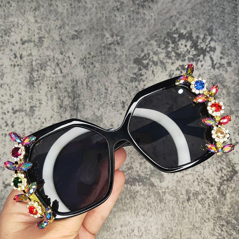 Luxury Rhinestone-Embellished Oversized Diamond Sunglasses with UV400 Protection - Lucid Fantasy 