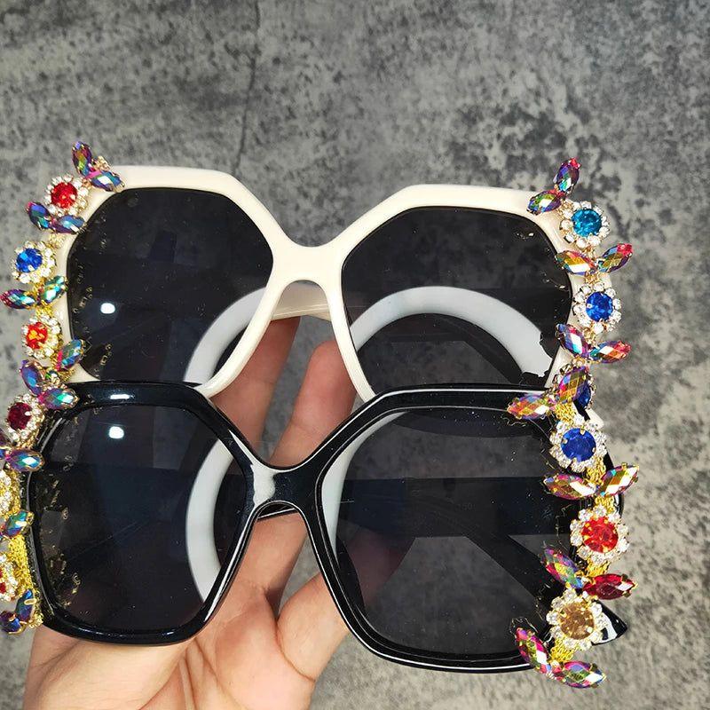 Luxury Rhinestone-Embellished Oversized Diamond Sunglasses with UV400 Protection - Lucid Fantasy 