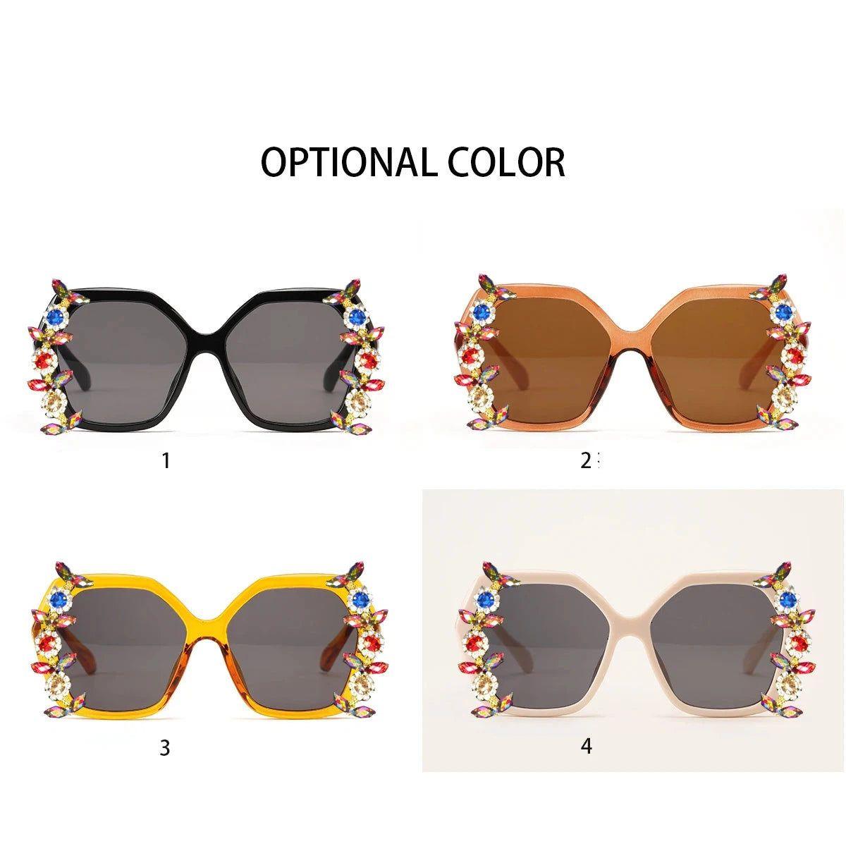 Luxury Rhinestone-Embellished Oversized Diamond Sunglasses with UV400 Protection - Lucid Fantasy 