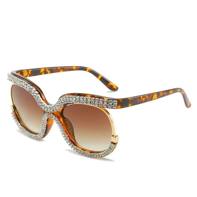 Luxury Rhinestone-Embellished Oversized Round Sunglasses - Chic Bling Fashion Shades - Lucid Fantasy 