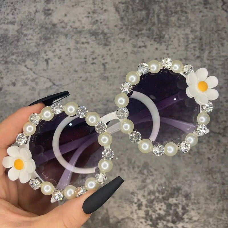 Luxury Rhinestone-Embellished Oversized Round Sunglasses with UV400 Protection - Lucid Fantasy 