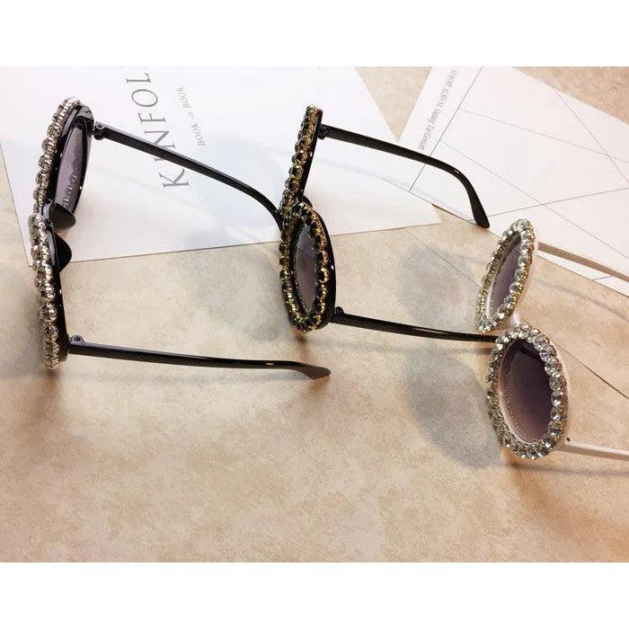 Luxury Rhinestone-Embellished Oversized Round Sunglasses with UV400 Protection - Lucid Fantasy 