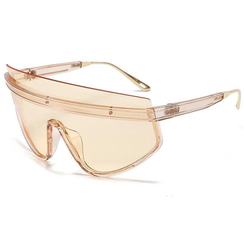 Luxury Semi-Rimless Oversized Shield Sunglasses - Fashion Forward Frame Design - Lucid Fantasy 