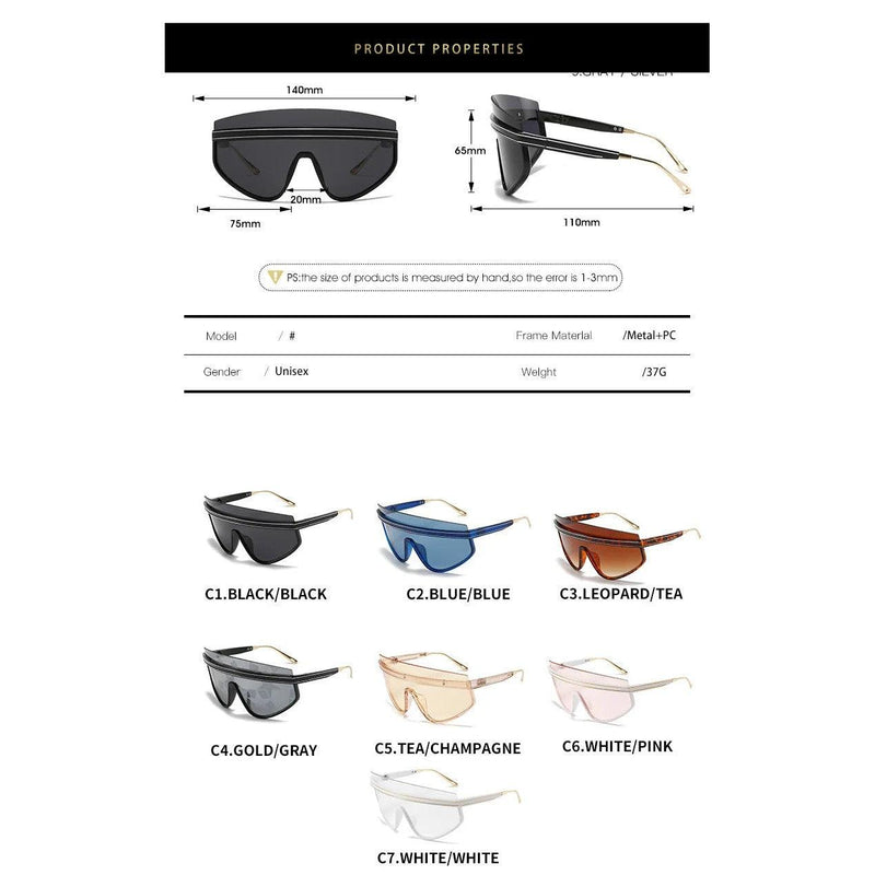 Luxury Semi-Rimless Oversized Shield Sunglasses - Fashion Forward Frame Design - Lucid Fantasy 