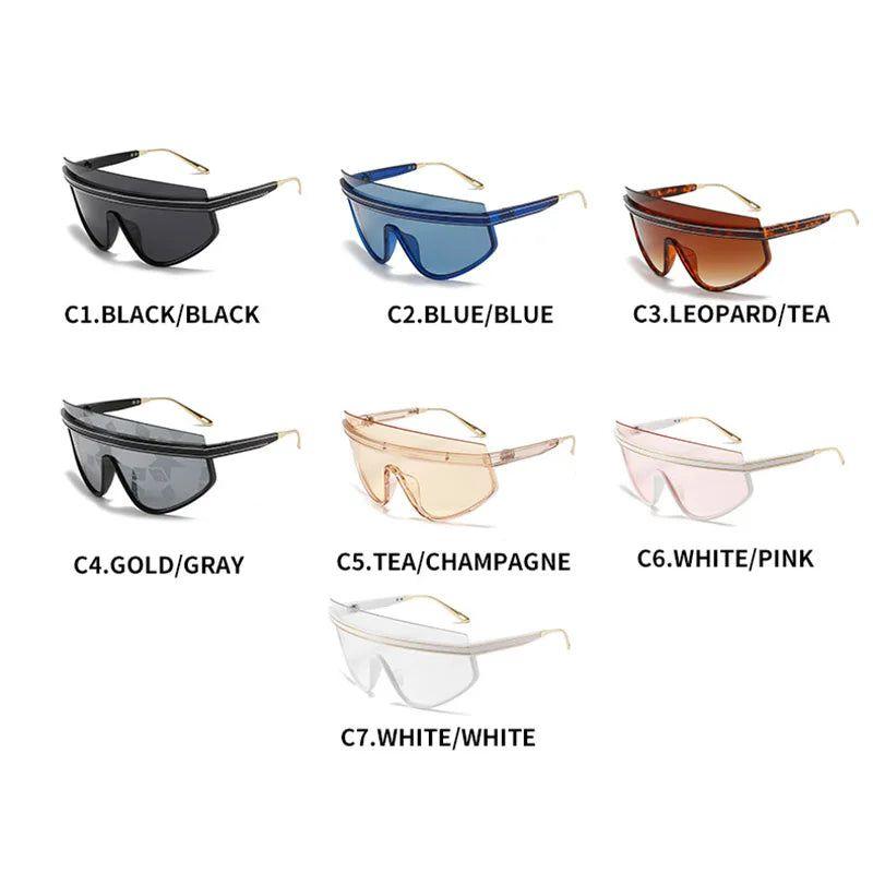 Luxury Semi-Rimless Oversized Shield Sunglasses - Fashion Forward Frame Design - Lucid Fantasy 