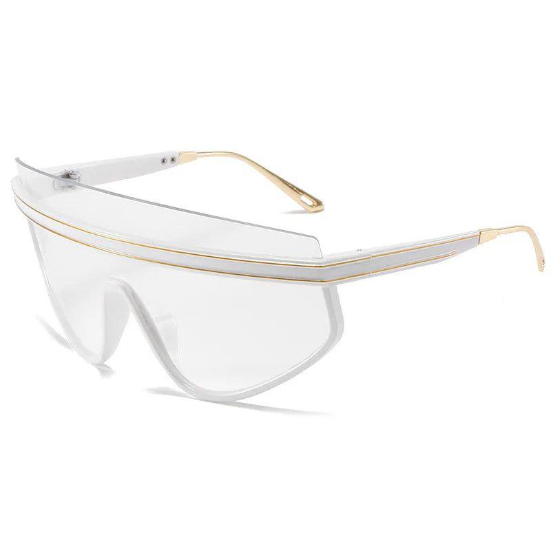 Luxury Semi-Rimless Oversized Shield Sunglasses - Fashion Forward Frame Design - Lucid Fantasy 