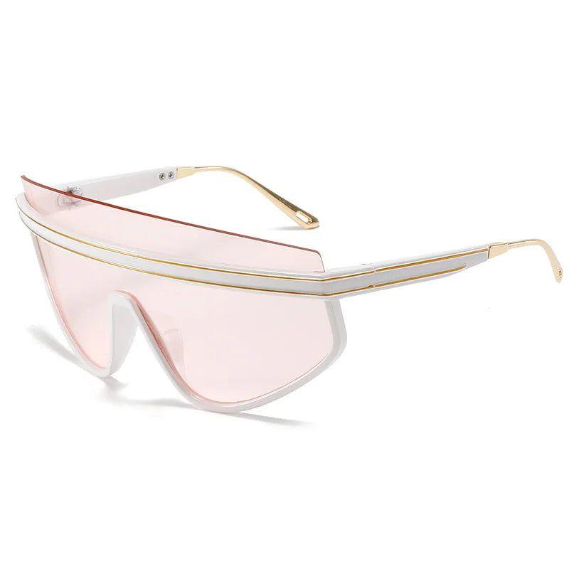 Luxury Semi-Rimless Oversized Shield Sunglasses - Fashion Forward Frame Design - Lucid Fantasy 