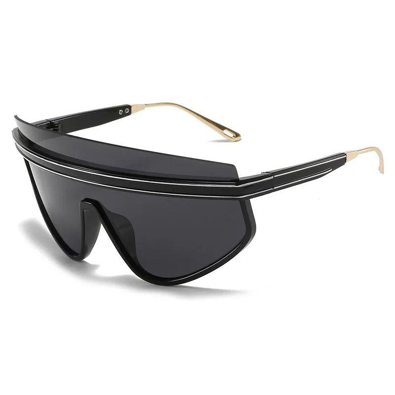 Luxury Semi-Rimless Oversized Shield Sunglasses - Fashion Forward Frame Design - Lucid Fantasy 