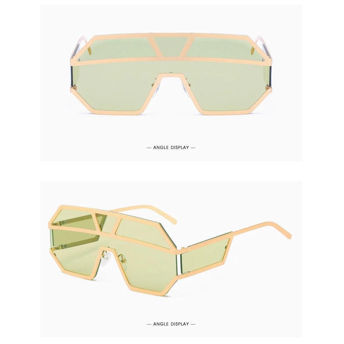 Luxury Shield Lens Oversized Fashion Sunglasses with Clear Square Frames - Lucid Fantasy 