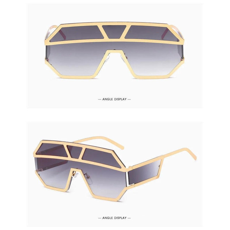 Luxury Shield Lens Oversized Fashion Sunglasses with Clear Square Frames - Lucid Fantasy 