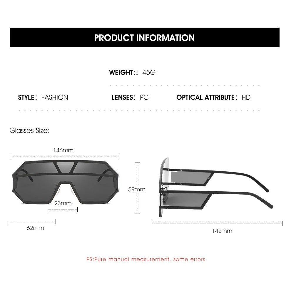 Luxury Shield Lens Oversized Fashion Sunglasses with Clear Square Frames - Lucid Fantasy 