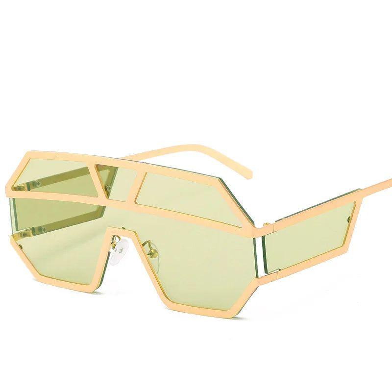 Luxury Shield Lens Oversized Fashion Sunglasses with Clear Square Frames - Lucid Fantasy 