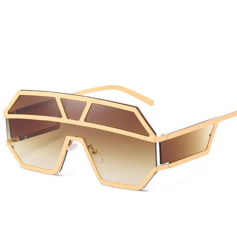 Luxury Shield Lens Oversized Fashion Sunglasses with Clear Square Frames - Lucid Fantasy 