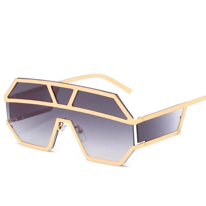 Luxury Shield Lens Oversized Fashion Sunglasses with Clear Square Frames - Lucid Fantasy 