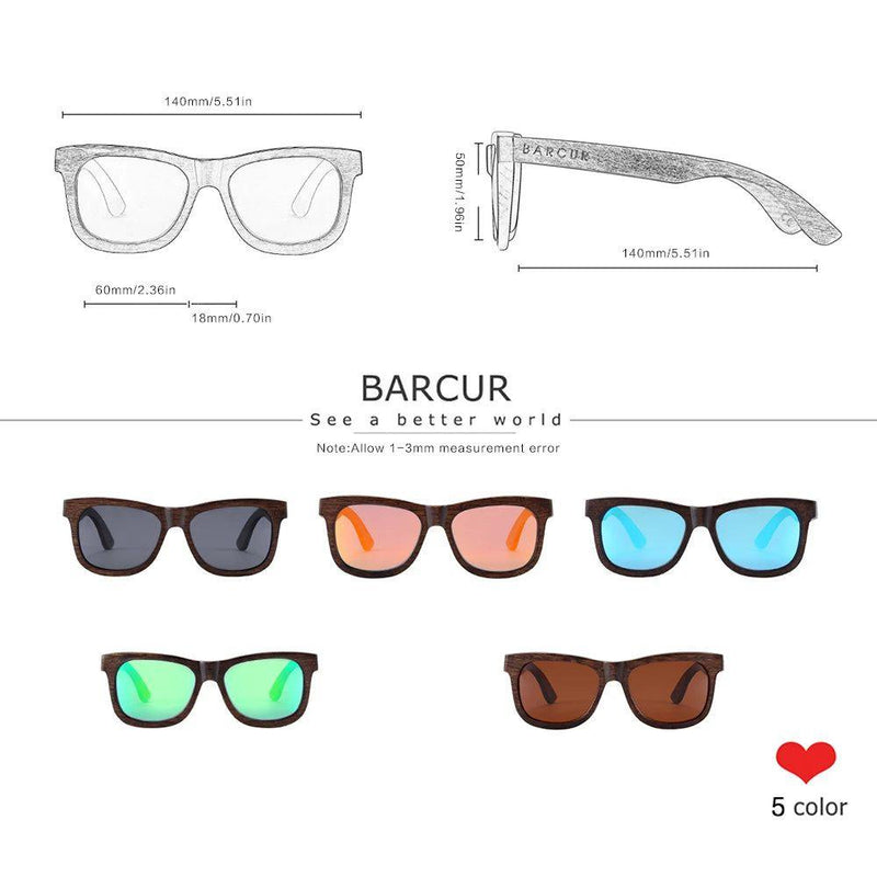 Men's Eco-Friendly Wooden Polarized Sunglasses by Barcur - Stylish Fashion Shades - Lucid Fantasy 