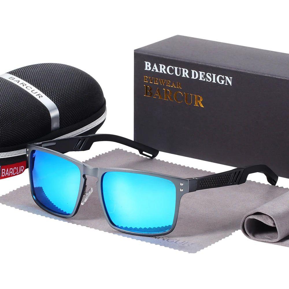 Men's Polarized Square Lens Sunglasses - Barcur Aluminum Magnesium Sport Eyewear - Lucid Fantasy 