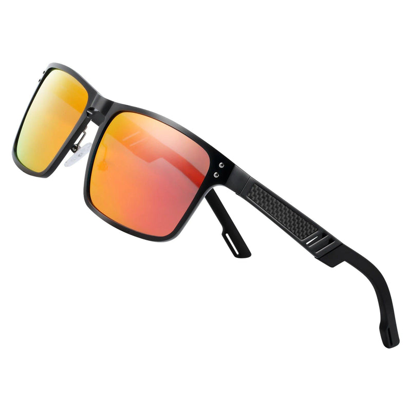 Men's Polarized Square Lens Sunglasses - Barcur Aluminum Magnesium Sport Eyewear - Lucid Fantasy 