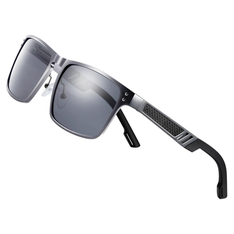 Men's Polarized Square Lens Sunglasses - Barcur Aluminum Magnesium Sport Eyewear - Lucid Fantasy 