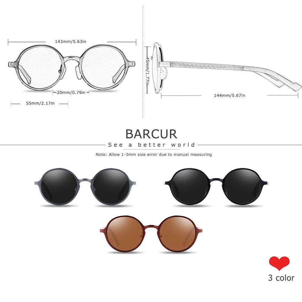 Men's Retro Lightweight Polarized Round Sunglasses - Luxury Vintage Shades by Barcur - Lucid Fantasy 