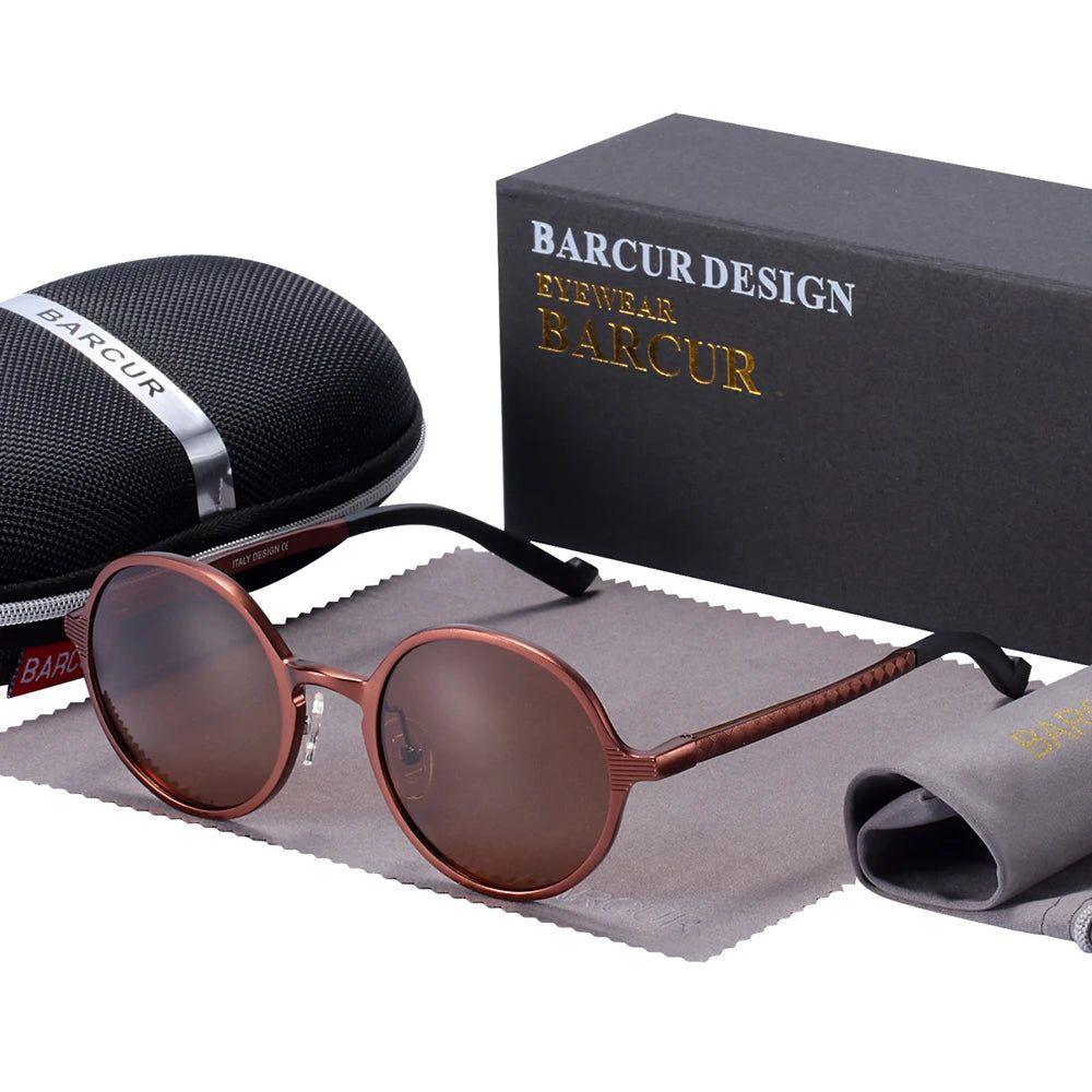 Men's Retro Lightweight Polarized Round Sunglasses - Luxury Vintage Shades by Barcur - Lucid Fantasy 