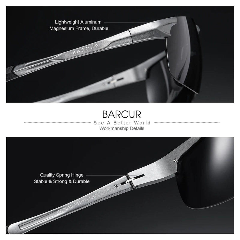 Men's Ultra Lightweight Polarized Sports Sunglasses - Barcur Aluminum Eyewear with Anti-Glare Lenses - Lucid Fantasy 