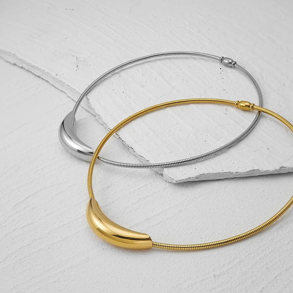 Modern Design Arc Moon Elasticity Necklace Jewelry Necklaces 18K Plated Gold Fashion-Lucid Fantasy