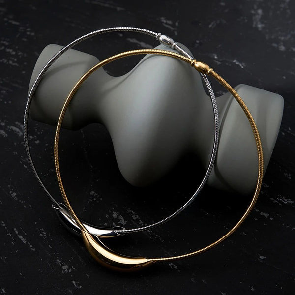 Modern Design Arc Moon Elasticity Necklace Jewelry Necklaces 18K Plated Gold Fashion-Lucid Fantasy
