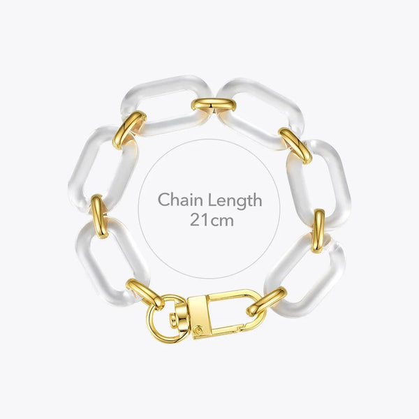 Modern Design Resin Oval Chunky Big Chain Bracelet Gold Color Stainless Steel Fashion Jewelry-Lucid Fantasy