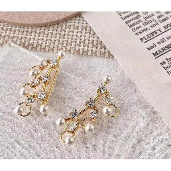 Modern Design Shiny Pearl Crystal Stud Earrings Statement Gold Color Earrings Fashion Jewelry-Lucid Fantasy