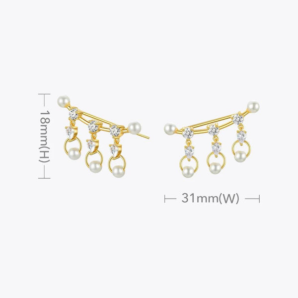Modern Design Shiny Pearl Crystal Stud Earrings Statement Gold Color Earrings Fashion Jewelry-Lucid Fantasy