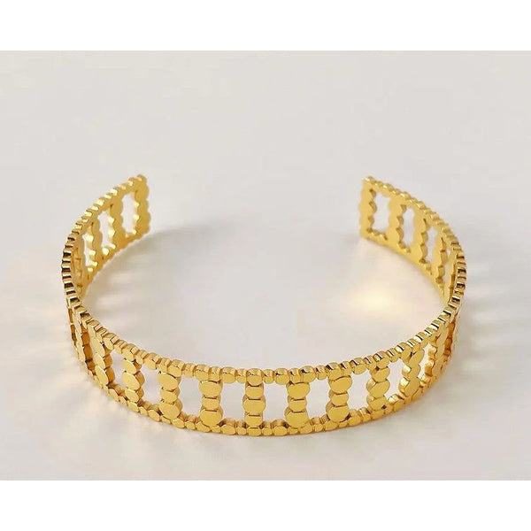 Modern Design Stainless Steel Solid Round Dot Gold Color Bracelet Fashion Jewelry-Lucid Fantasy