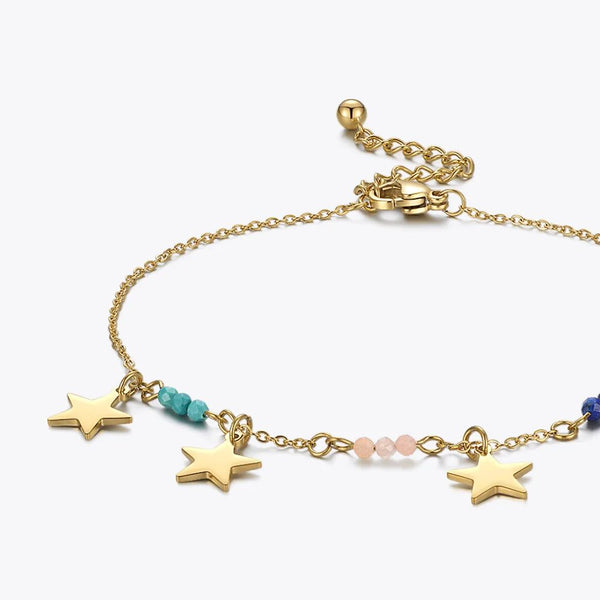 Modern Design Star Anklet Gold Color Colorful Foot Chain Stainless Steel Fashion Jewelry Accessories-Lucid Fantasy