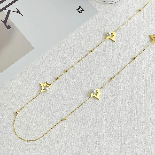 Modern Design Stars Necklace Gold Color Fashion Jewelry Stainless Steel Choker Necklace-Lucid Fantasy