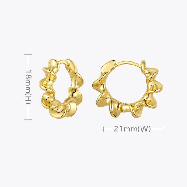 Modern Design Sun Flower Earrings Gold Color Curved Sculptural Hoops Fashion Jewelry-Lucid Fantasy