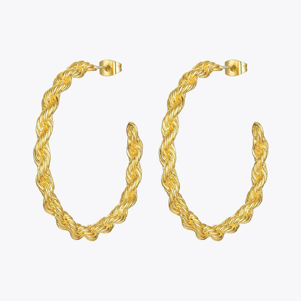 Modern Design Twist Curved Hoops Gold Color Circle Big Earrings Fashion Jewelry-Lucid Fantasy