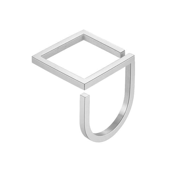 Modern Design U-Shaped Square Ring Stainless Steel Gold Color Fashion Jewelry-Lucid Fantasy