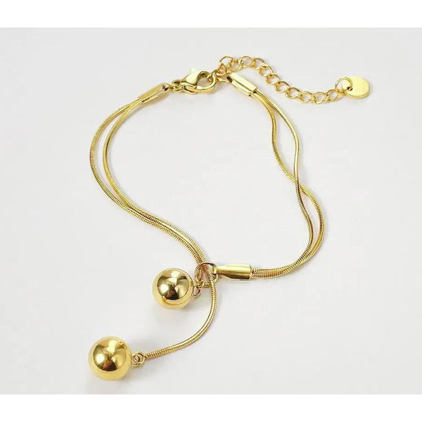 Modern Design Unique Double Steel Ball Bracelet Stainless Steel Fashion Jewelry Gold Color-Lucid Fantasy