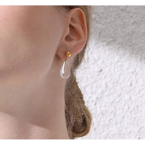 Modern Design Water Droplets Shape Crystal Drop Earrings Cute Geometric Dangle Fashion Jewelry-Lucid Fantasy
