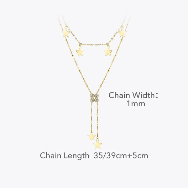 Modern Design Zircon Stars Necklace Gold Color Necklaces Stainless Steel Fashion Jewelry-Lucid Fantasy