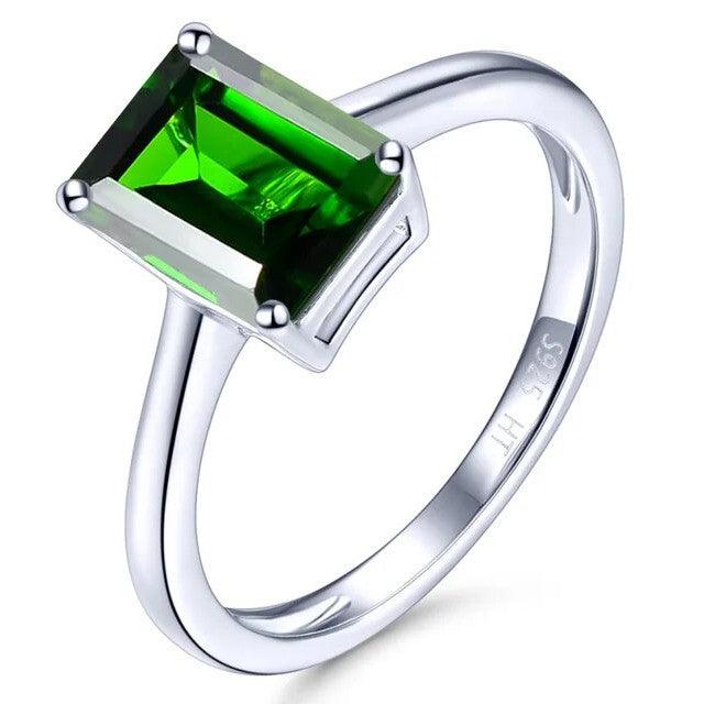 Multi-Stone Sterling Silver Ring with 2.39 Carat Octagon Cut - Natural Diopside, Blue Topaz, Peridot, Amethyst - Lucid Fantasy 