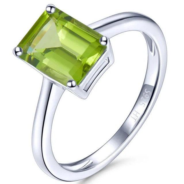 Multi-Stone Sterling Silver Ring with 2.39 Carat Octagon Cut - Natural Diopside, Blue Topaz, Peridot, Amethyst - Lucid Fantasy 