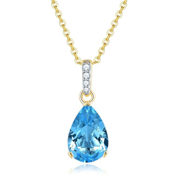 Natural Amethyst Citrine Aquamarine Blue Topaz Garnet Peridot Necklace Genuine Diamond Real 14K Yellow Gold Pendant 2.6 Carat Gemstone Classic Jewelry-Lucid Fantasy